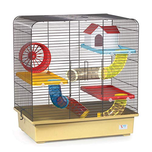 decorwelt Hamsterkäfige Beige Außenmaße 49x32,5x52,5 Nagerkäfig Hamster Plastik Kleintier Käfig mit Zubehör von decorwelt