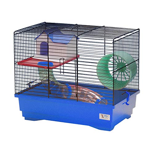 decorwelt Hamsterkäfige Blau Außenmaße 40x25x34 Nagerkäfig Hamster Plastik Kleintier Käfig mit Zubehör von decorwelt