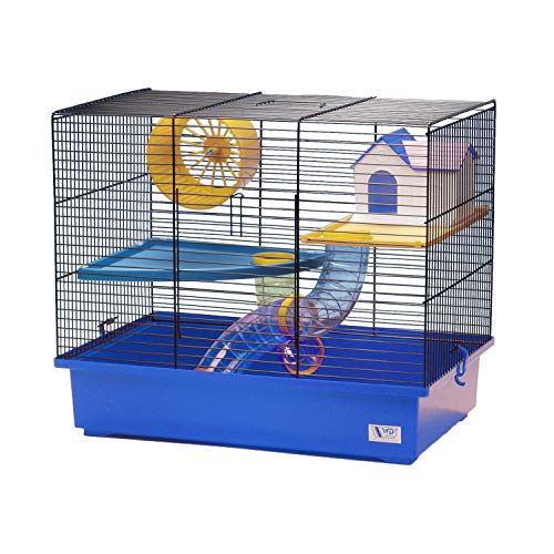 decorwelt Hamsterkäfige Blau Außenmaße 49x32,5x41,5 Nagerkäfig Hamster Plastik Kleintier Käfig mit Zubehör von decorwelt