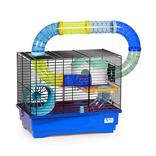 decorwelt Hamsterkäfige Blau Außenmaße 54x25,5x47 Nagerkäfig Hamster Plastik Kleintier Käfig mit Zubehör von decorwelt