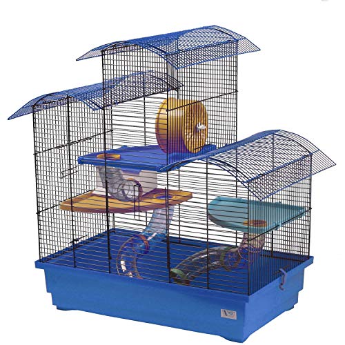 decorwelt Hamsterkäfige Blau Außenmaße 70x43x70 Nagerkäfig Hamster Plastik Kleintier Käfig mit Zubehör von decorwelt