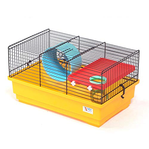 decorwelt Hamsterkäfige Gelb Außenmaße 40x25,5x22 Nagerkäfig Hamster Plastik Kleintier Käfig mit Zubehör von decorwelt