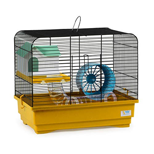 decorwelt Hamsterkäfige Gelb Außenmaße 40x25x34,5 Nagerkäfig Hamster Plastik Kleintier Käfig mit Zubehör von decorwelt