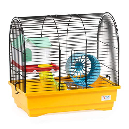 decorwelt Hamsterkäfige Gelb Außenmaße 40x25x39 Nagerkäfig Hamster Plastik Kleintier Käfig mit Zubehör von decorwelt