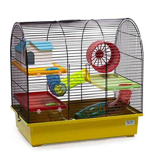 decorwelt Hamsterkäfige Gelb Außenmaße 49x32,5x48,5 Nagerkäfig Hamster Plastik Kleintier Käfig mit Zubehör von decorwelt