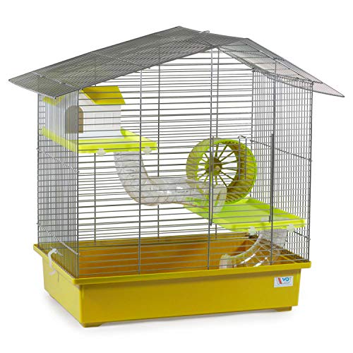 decorwelt Hamsterkäfige Gelb Außenmaße 58,5x38,5x55 Nagerkäfig Hamster Plastik Kleintier Käfig mit Zubehör von decorwelt