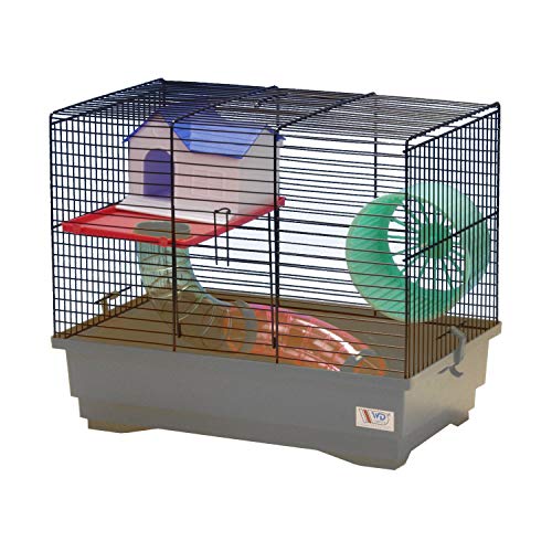 decorwelt Hamsterkäfige Grau Außenmaße 40x25x34 Nagerkäfig Hamster Plastik Kleintier Käfig mit Zubehör von decorwelt