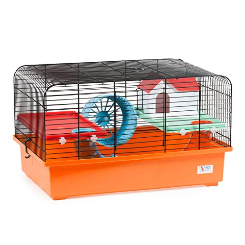 decorwelt Hamsterkäfige Orange Außenmaße 40x25x26,5 Nagerkäfig Hamster Plastik Kleintier Käfig mit Zubehör von decorwelt
