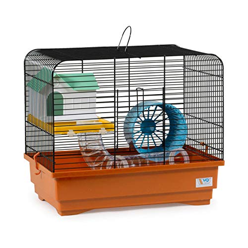 decorwelt Hamsterkäfige Orange Außenmaße 40x25x34,5 Nagerkäfig Hamster Plastik Kleintier Käfig mit Zubehör von decorwelt