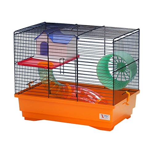 decorwelt Hamsterkäfige Orange Außenmaße 40x25x34 Nagerkäfig Hamster Plastik Kleintier Käfig mit Zubehör von decorwelt