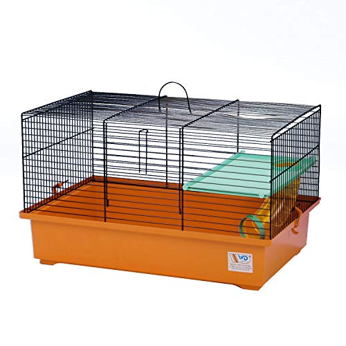 decorwelt Hamsterkäfige Orange Außenmaße 49x32,5x29 Nagerkäfig Hamster Plastik Kleintier Käfig mit Zubehör von decorwelt