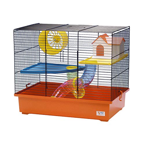 decorwelt Hamsterkäfige Orange Außenmaße 49x32,5x41,5 Nagerkäfig Hamster Plastik Kleintier Käfig mit Zubehör von decorwelt