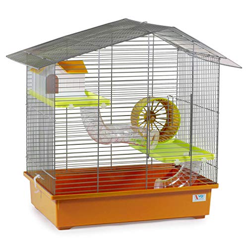 decorwelt Hamsterkäfige Orange Außenmaße 58,5x38,5x55 Nagerkäfig Hamster Plastik Kleintier Käfig mit Zubehör von decorwelt