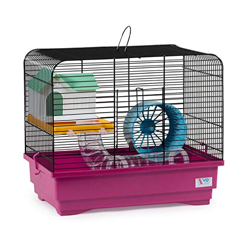 decorwelt Hamsterkäfige Pink Außenmaße 40x25x34,5 Nagerkäfig Hamster Plastik Kleintier Käfig mit Zubehör von decorwelt