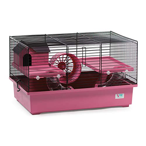 decorwelt Hamsterkäfige Pink Außenmaße 49x32,5x29 Nagerkäfig Hamster Plastik Kleintier Käfig mit Zubehör von decorwelt