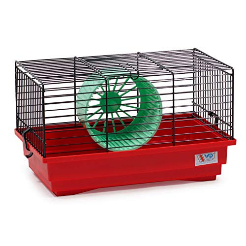 decorwelt Hamsterkäfige Rot Außenmaße 33,5x20x20 Nagerkäfig Hamster Plastik Kleintier Käfig mit Zubehör von decorwelt