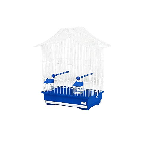decorwelt Vogelkäfige XL Blau Außenmaße 49x32x57,5 cm Urlaub Reisekäfig Zubehör Wellensittich Futternapf Kanarienkäfig Plastik Vogel Modell KS1 von decorwelt