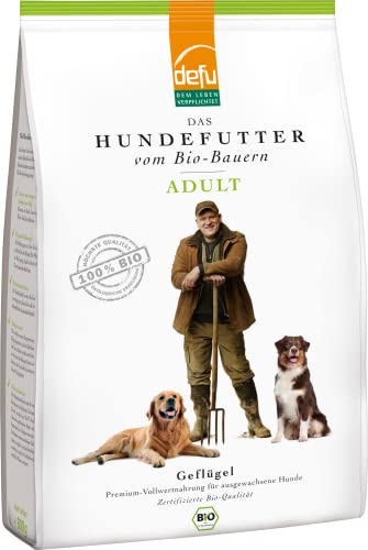 defu Hundefutter | 4 x 800 g | Adult Bio Geflügel | Premium Bio Trockenfutter für ausgewachsene Hunde von defu