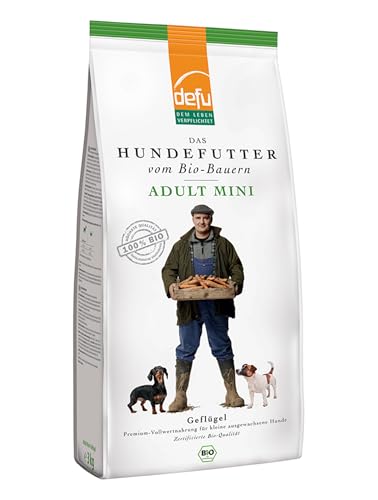 defu Hundefutter | 3 x 3 kg | Adult Mini Bio Geflügel | Premium Bio Trockenfutter für kleine, ausgewachsene Hunde von defu