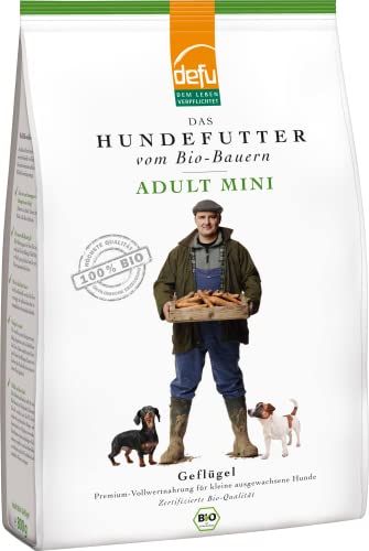 defu Hundefutter | 4 x 800 g | Adult Mini Bio Geflügel | Premium Bio Trockenfutter für kleine, ausgewachsene Hunde von defu