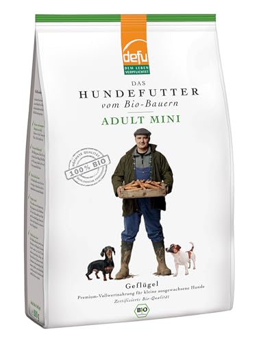 defu Hundefutter | 4 x 800 g | Adult Mini Bio Geflügel | Premium Bio Trockenfutter für kleine, ausgewachsene Hunde von defu