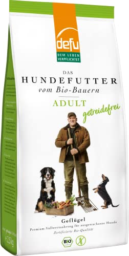 defu Hundefutter | 3 x 2,5 kg | Adult getreidefrei Bio Geflügel | Premium Bio Trockenfutter für ausgewachsene Hunde von defu