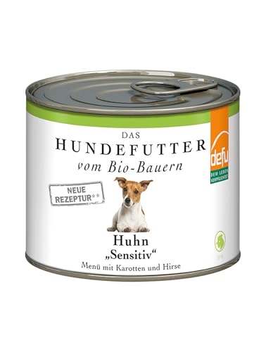 defu Hundefutter | 12 x 200 g | Bio Huhn Sensitive | Premium Bio Nassfutter Menü für Hunde von defu