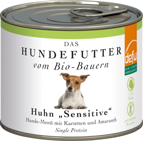 defu Hundefutter | 12 x 200 g | Bio Huhn Sensitive | Premium Bio Nassfutter Menü für Hunde von defu