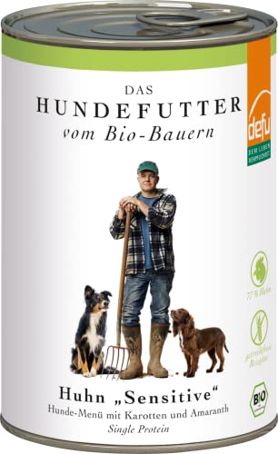 defu Hundefutter | 12 x 410 g | Bio Huhn Sensitive | Premium Bio Nassfutter Menü für Hunde von defu