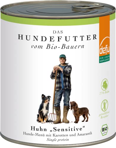 defu Hundefutter | 6 x 820 g | Bio Huhn Sensitive | Premium Bio Nassfutter Menü für Hunde von defu