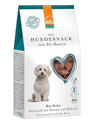 defu Hundesnack | 1 x 150 g | Bio Hundekekse Amaranth mit Karotte und Kokosöl | Vegane Premium Leckerlis für Ihren Hund von defu