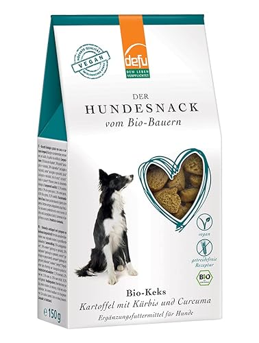 defu Hundesnacks | 1 x 150 g | Bio Hundekekse Kartoffel mit Kürbis und Curcuma | Vegane Premium Leckerlis für Ihren Hund von defu