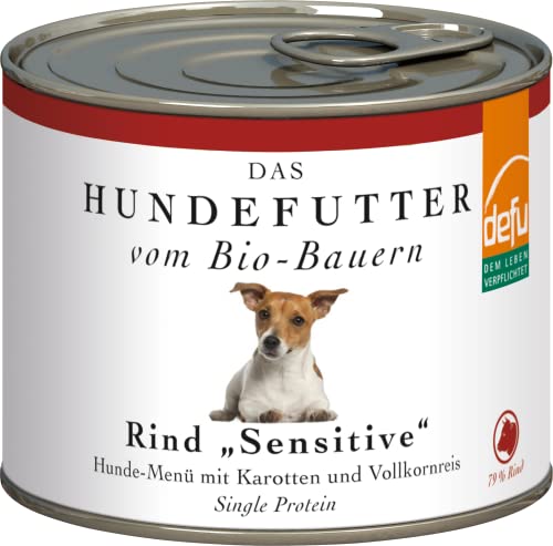 defu Hundefutter | 12 x 200 g | Bio Rind Sensitive | Premium Bio Nassfutter Menü für Hunde von defu