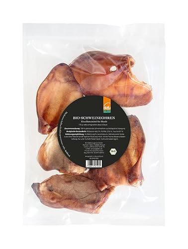 defu Hundesnack | 1 x 175 g | Bio Schweineohren getrocknet | Natürlicher Premium Bio Kausnack für Hunde von defu