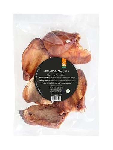 defu Hundesnack | 5 x 175 g | Bio Schweineohren getrocknet | Natürlicher Premium Bio Kausnack für Hunde von defu