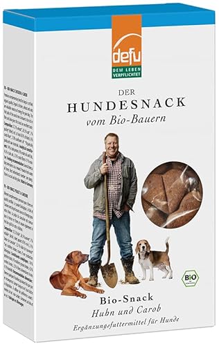 defu Hundesnack | 1 x 200 g | Bio Hundekekse Huhn & Carob | Premium Bio Leckerlis für Ihren Hund von defu