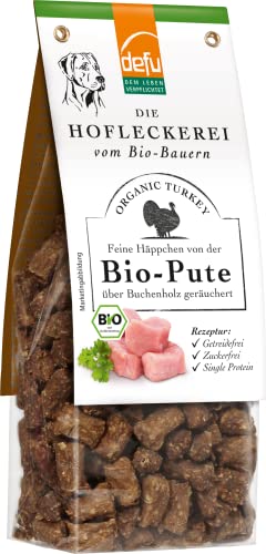 defu Hundesnack | 1 x 125 g | Hofleckerei Feine Häppchen von der Bio Pute | Premium Bio Leckerlis für Ihren Hund von defu