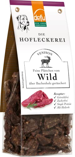 defu Hundesnack | 8 x 125 g | Hofleckerei Feine Plättchen vom Wild | Premium Leckerlis für Ihren Hund von defu