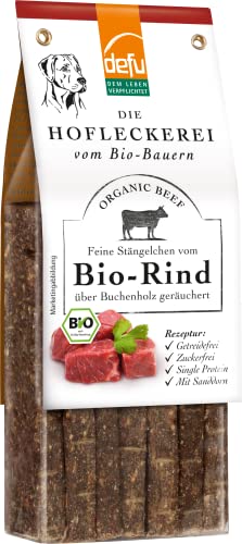 defu Hundesnack | 1 x 125 g | Hofleckerei Feine Stängelchen vom Bio Rind | Premium Bio Leckerlis für Ihren Hund von defu