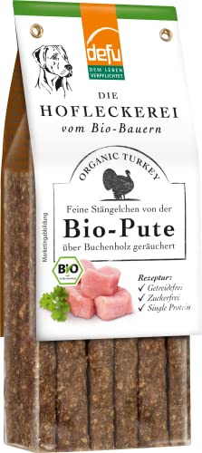 defu Hundesnack | 7 x 125 g | Hofleckerei Feine Stängelchen von der Bio Pute | Premium Bio Leckerlis für Ihren Hund von defu