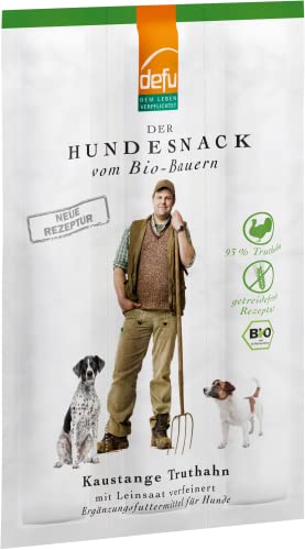defu Hundesnack | 30 x 30 g | Kaustangen Truthahn | Premium Bio Snack | Belohnung Leckerlis für Hunde von defu