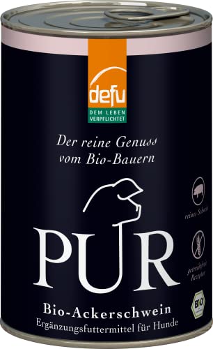 defu Hundefutter | 1 x 400 g | PUR Bio Ackerschwein | Premium Bio Nassfutter | Ergänzungsfuttermittel für Hunde von defu