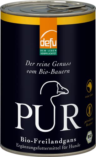 defu Hundefutter | 12 x 400 g | PUR Bio Freilandgans | Premium Bio Nassfutter | Ergänzungsfuttermittel für Hunde von defu