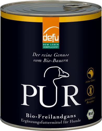 defu Hundefutter | 6 x 800 g | PUR Bio Freilandgans | Premium Bio Nassfutter | Ergänzungsfuttermittel für Hunde von defu