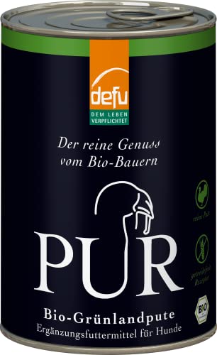 defu Hundefutter | 12 x 400 g | PUR Bio Grünlandpute | Premium Bio Nassfutter | Ergänzungsfuttermittel für Hunde von defu