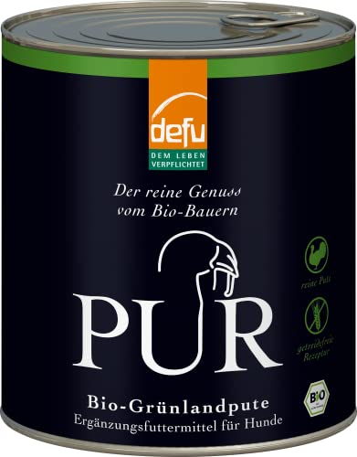 defu Hundefutter | 6 x 800 g | PUR Bio Grünlandpute | Premium Bio Nassfutter | Ergänzungsfuttermittel für Hunde von defu
