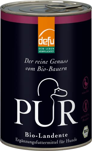 defu Hundefutter | 12 x 400 g | PUR Bio Landente | Premium Bio Nassfutter | Ergänzungsfuttermittel für Hunde von defu