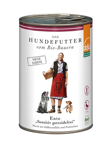 defu Hundefutter | 1 x 410 g | Bio Ente Sensitiv getreidefrei | Premium Bio Nassfutter Menü | Alleinfuttermittel für Hunde von defu