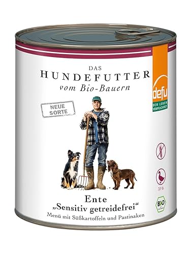 defu Hundefutter | 1 x 820 g | Bio Ente Sensitiv getreidefrei | Premium Bio Nassfutter Menü | Alleinfuttermittel für Hunde von defu