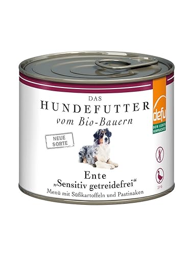defu Hundefutter | 12 x 200 g | Bio Ente Sensitiv getreidefrei | Premium Bio Nassfutter Menü | Alleinfuttermittel für Hunde von defu